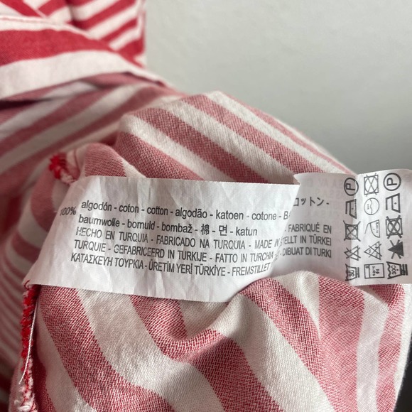 Zara Woman Red and White Stripe A-Line Shirt Dress Maxi Tie Waist Womens S - Picture 6 of 13